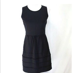 J.Crew Black Ponte Dress with Pintuck Skirt Detail